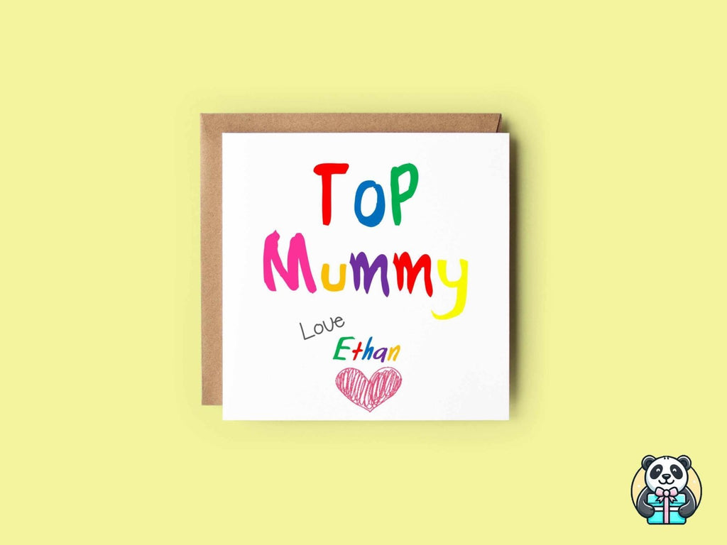 Personalised Top Mummy Greetings Card - The Gifted Panda