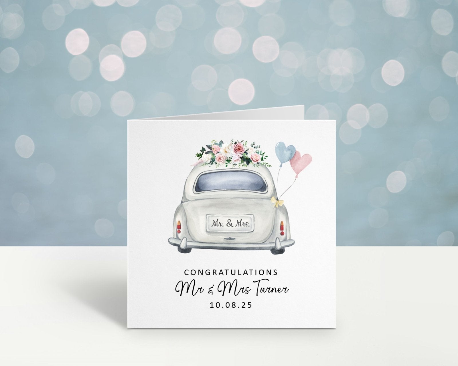 Personalised Vintage Wedding Car Card - The Gifted Panda