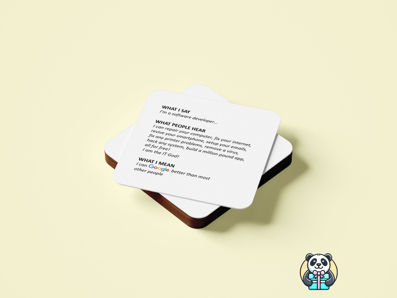 Software Developer Coaster - The Gifted Panda
