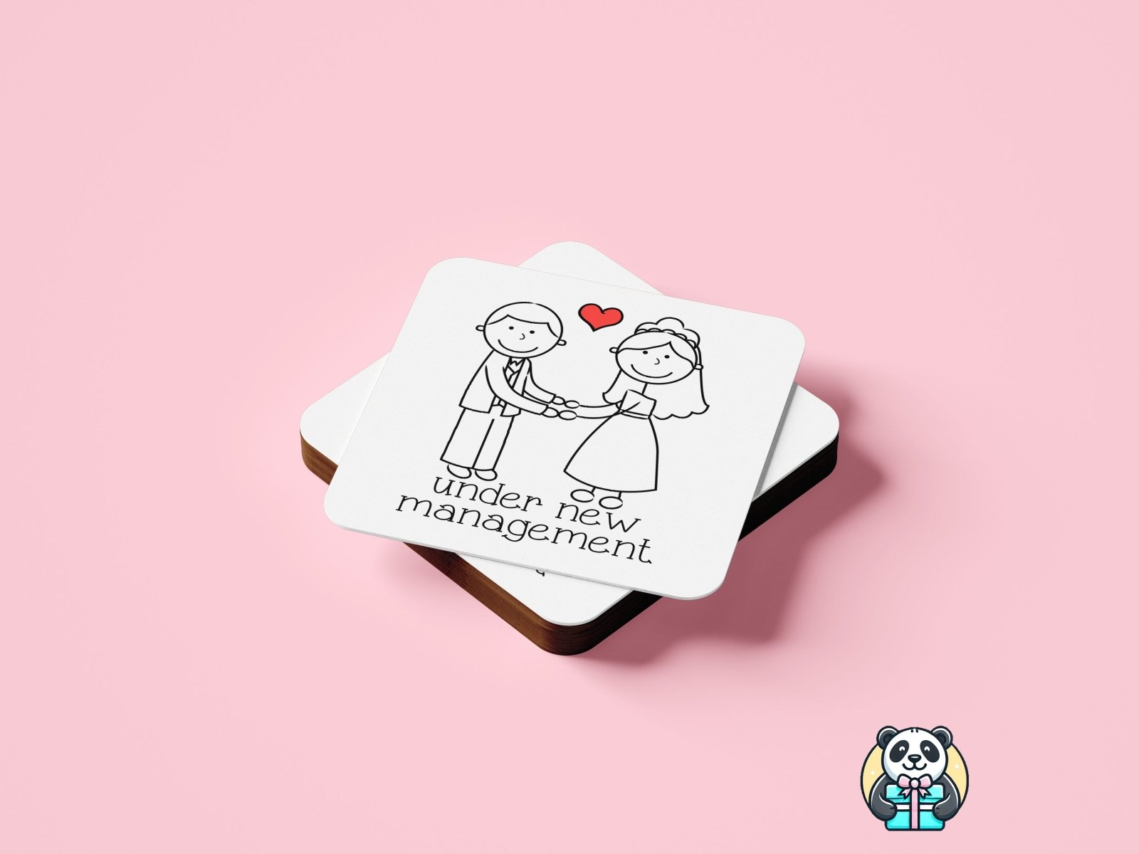 Under New Management Wedding Couple Coaster - The Gifted Panda Main image
