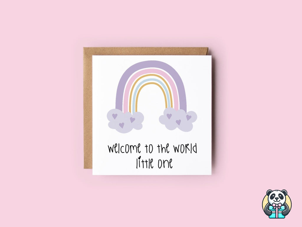 Welcome To The World - Pastel Rainbow - Greetings Card - The Gifted Panda