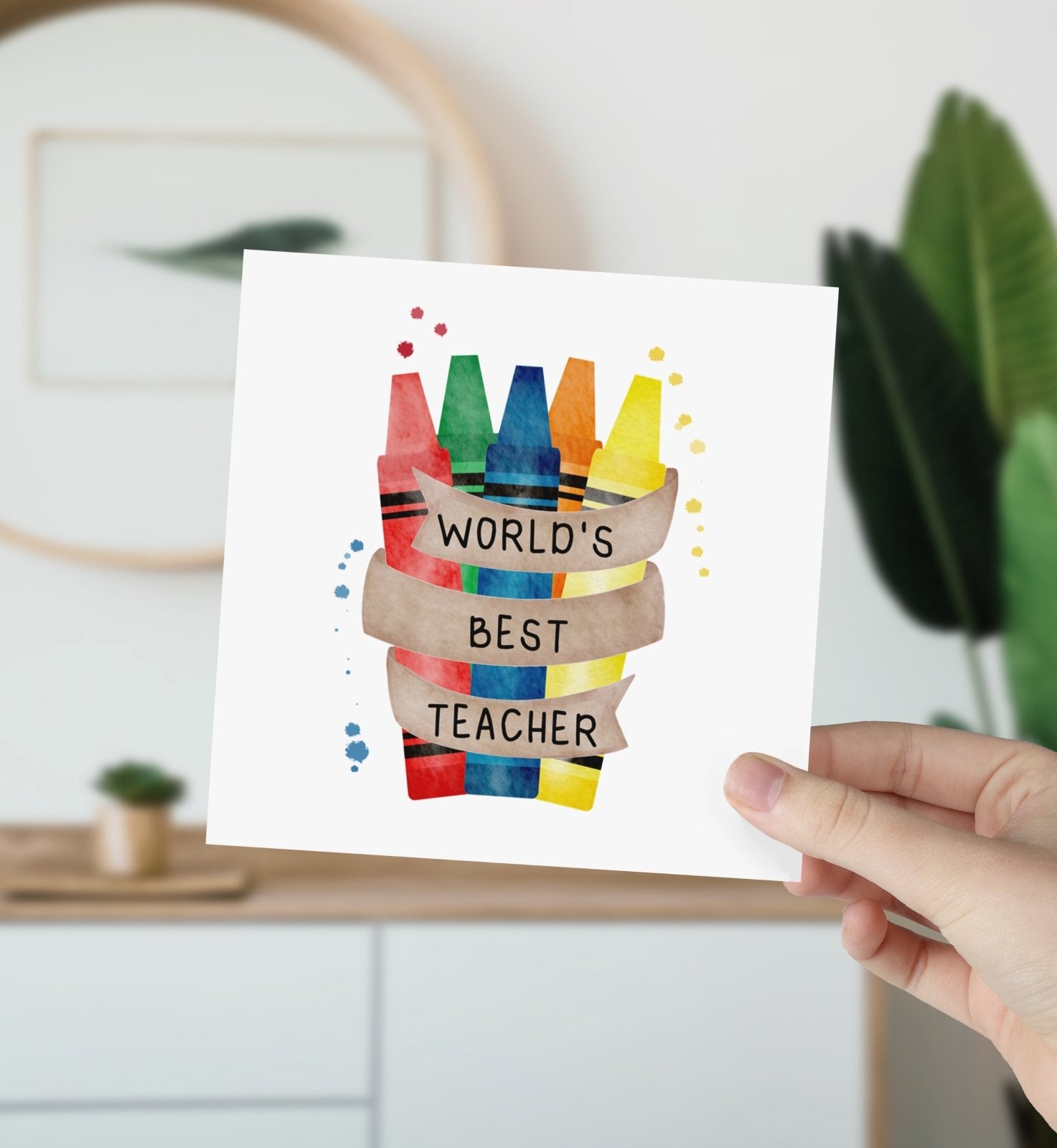 World's Best Teacher Crayon Greeting Card - The Gifted Panda