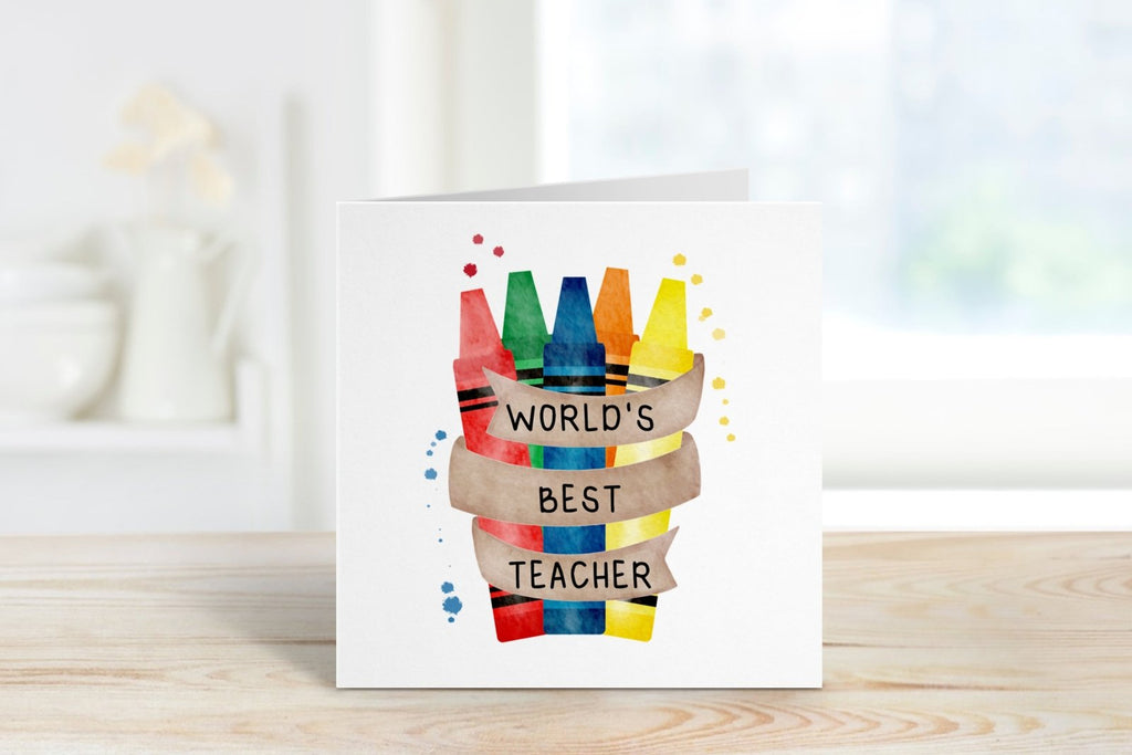 World's Best Teacher Crayon Greeting Card - The Gifted Panda