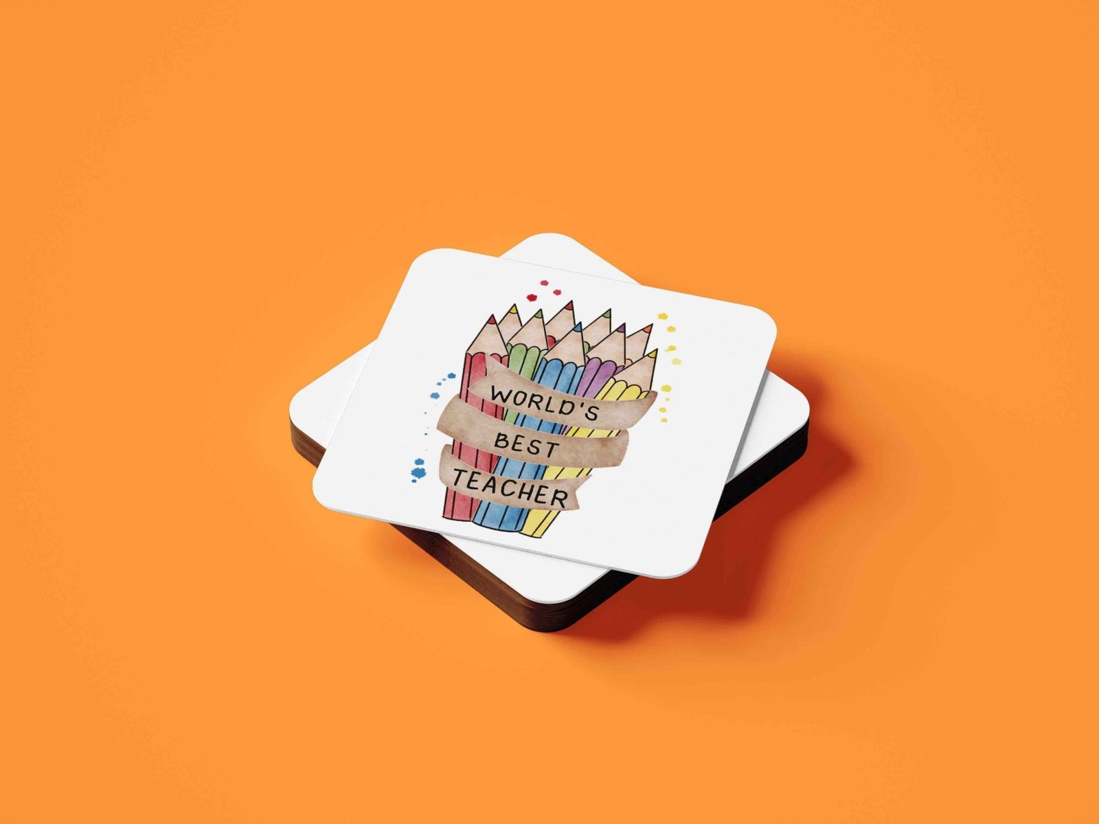 World's Best Teacher Pencils Coaster - The Gifted Panda
