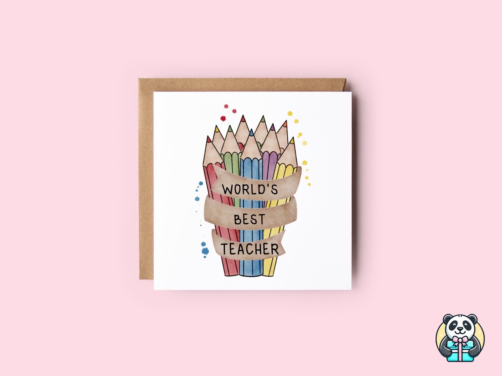 World's Best Teacher Pencils Greeting Card - The Gifted Panda Main image