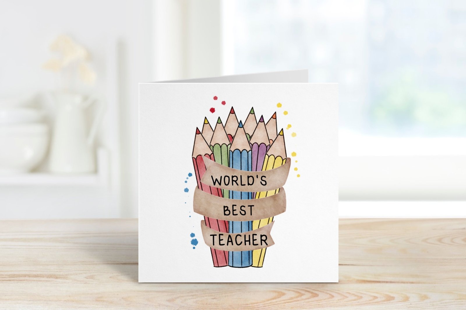 World's Best Teacher Pencils Greeting Card - The Gifted Panda