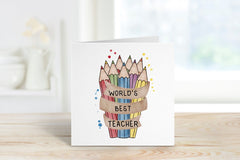 World's Best Teacher Pencils Greeting Card - The Gifted Panda