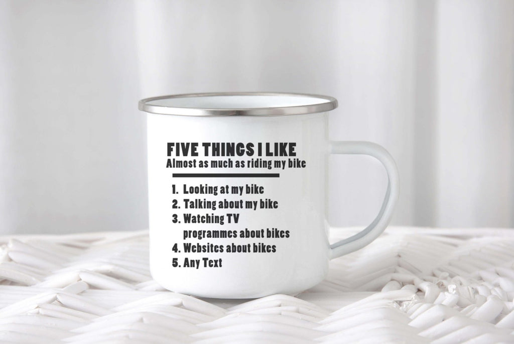 5 Things About My Bike Enamel Mug - The Gifted Panda