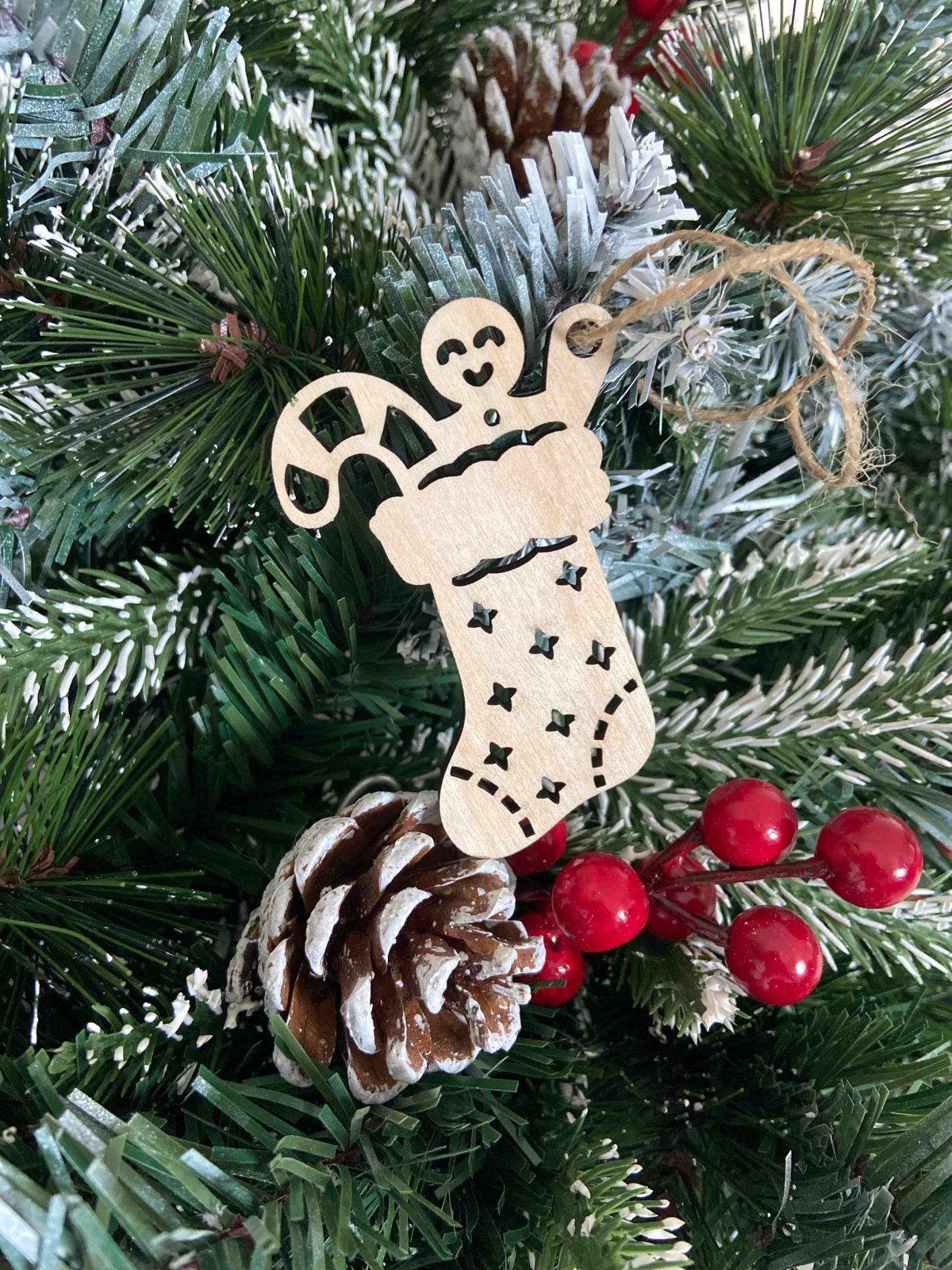 9 Wooden Rudolph Bell Stocking Christmas Tree Ornaments - The Gifted Panda