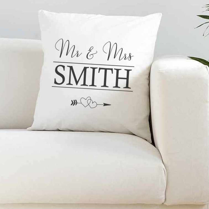 Personalised Mr & Mrs Wedding Silky Cushion Cover