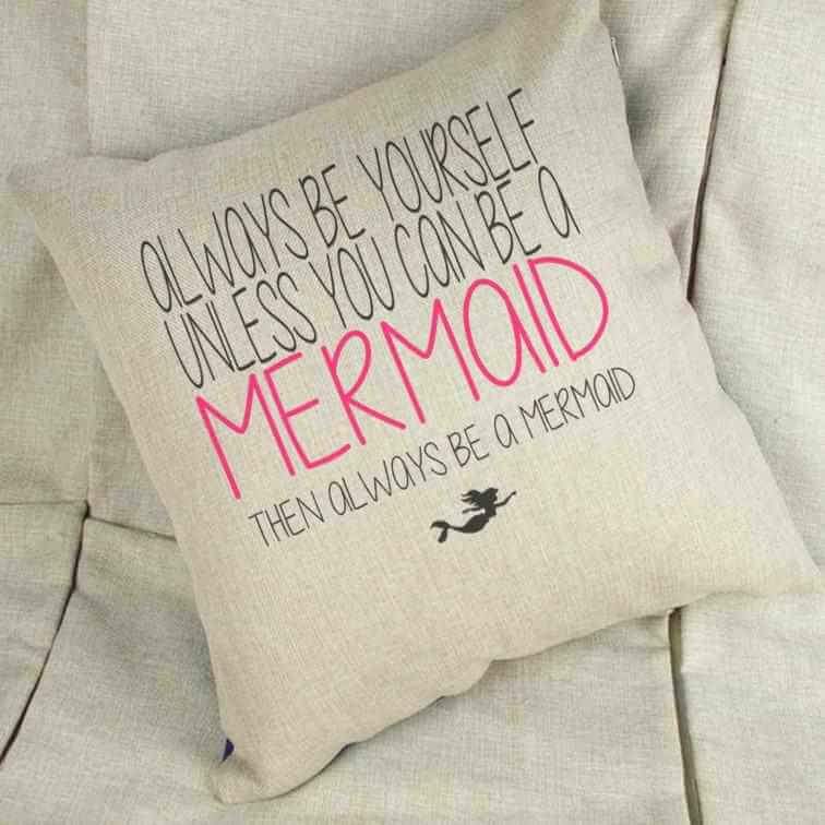 Always Be Yourself Unless You Can Be A Mermaid - Linen Cushion - The Gifted Panda Main image