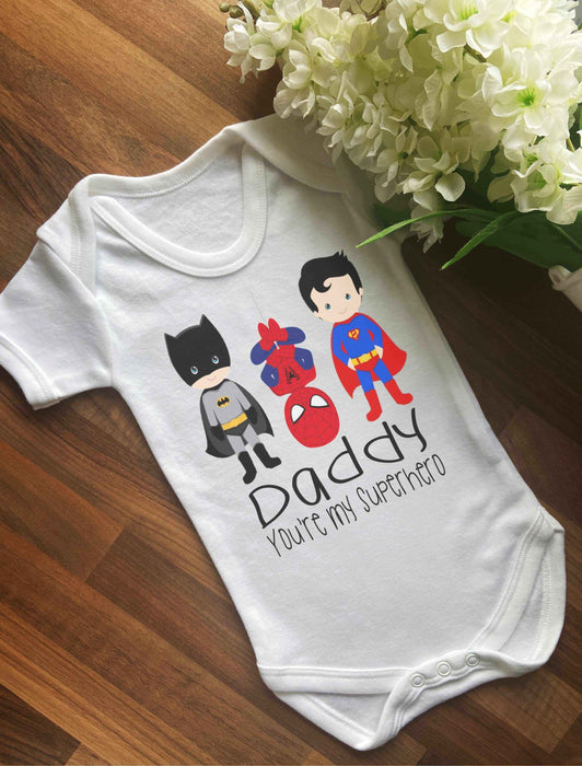 Daddy You're My Superhero Baby Vest Baby Vest The Gifted Panda