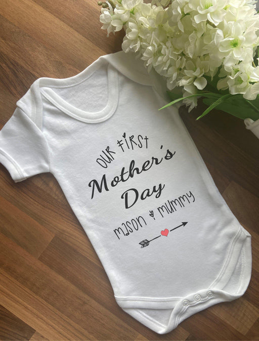 Personalised Our First Mother's Day Lion Baby Vest