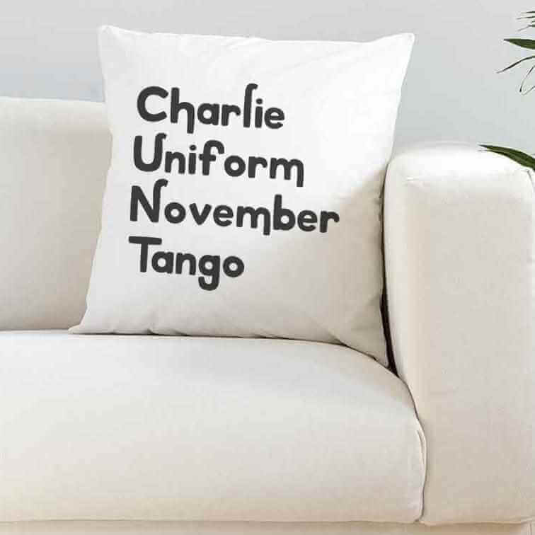 Charlie Uniform November Tango Silky Cushion - The Gifted Panda Main image