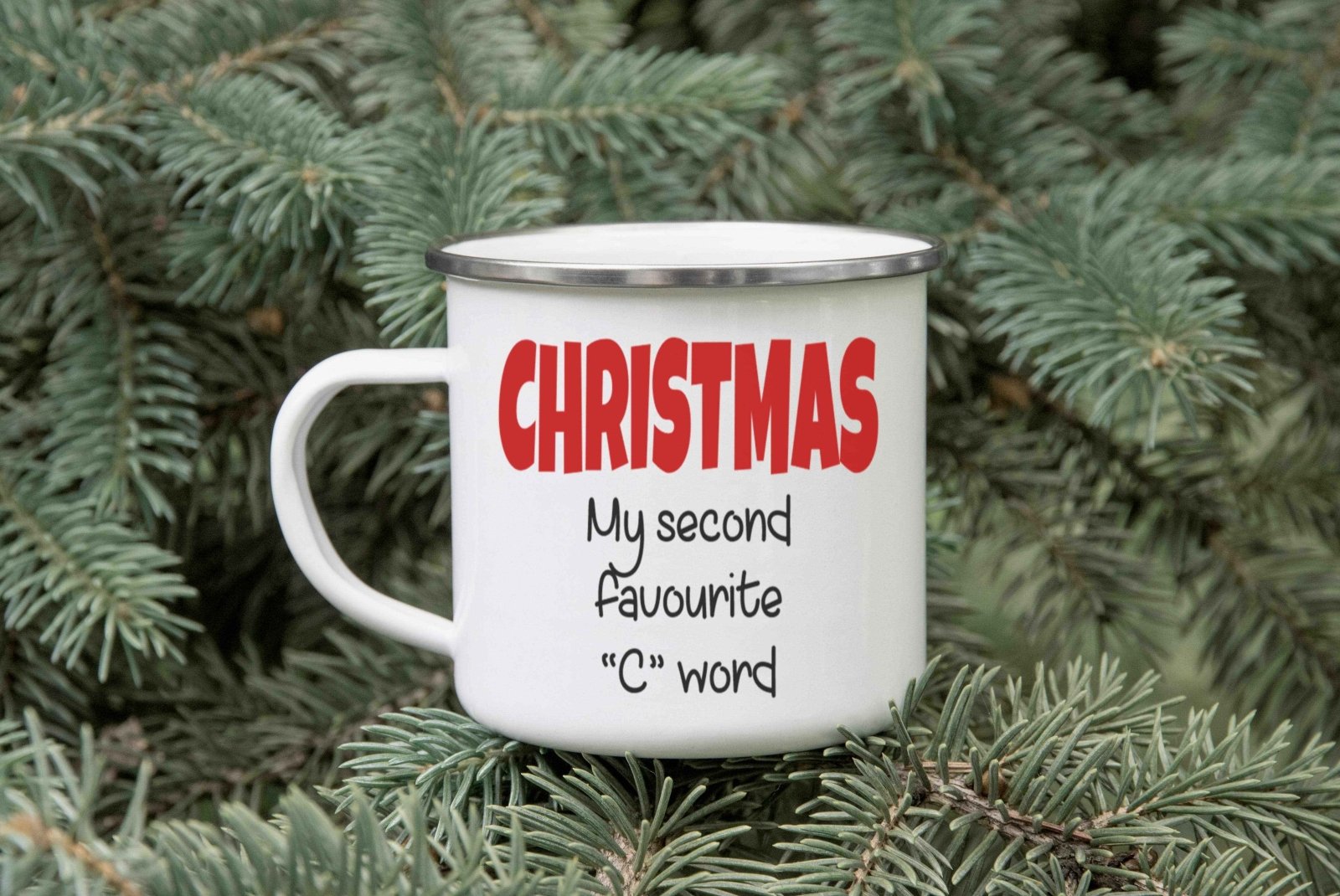 Christmas My Second Favourite C Word Enamel Mug - The Gifted Panda