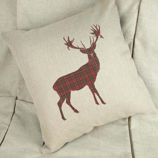 Christmas Tartan Stag Cushion