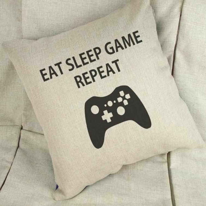 Eat Sleep Game Repeat Linen Cushion