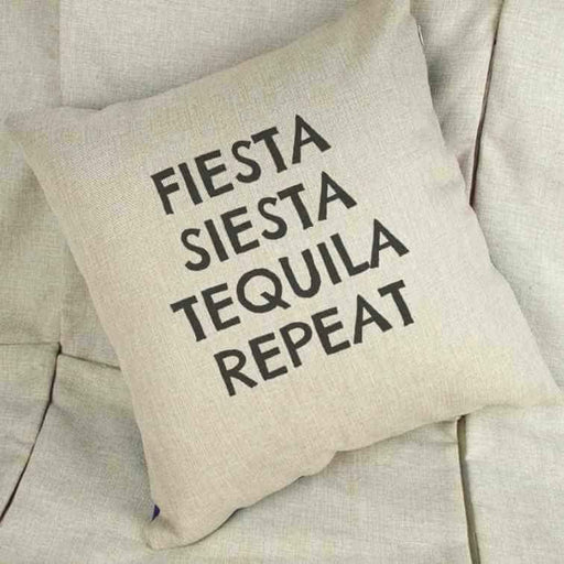Fiesta Siesta Tequila Repeat Linen Cushion Cover