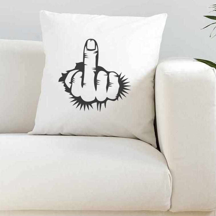 Middle Finger White Cushion Cover