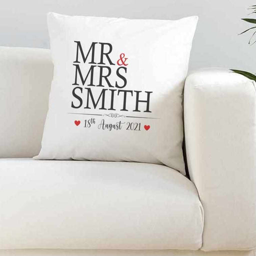Mr & Mrs Personalised Super Soft Cushion Cover