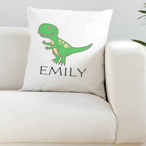 Personalised Dinosaur White Super Soft Cushion Cover