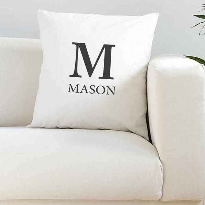 Personalised Letter White Super Soft Cushion Cover