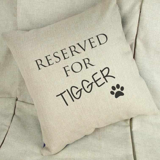 Personalised Reserved For Pet Linen Cushion Cover