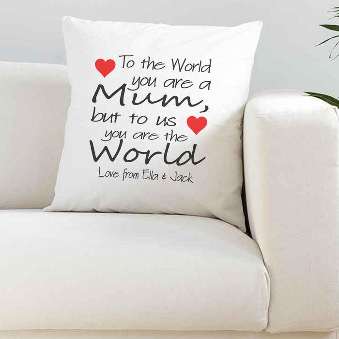 Personalised To The World Silky Cushion Cover