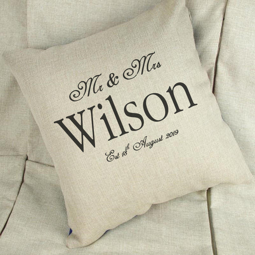 Personalised Wedding Linen Cushion Cover