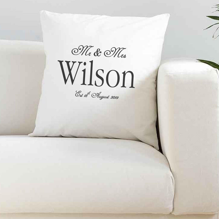 Personalised Wedding Silky White Cushion Cover