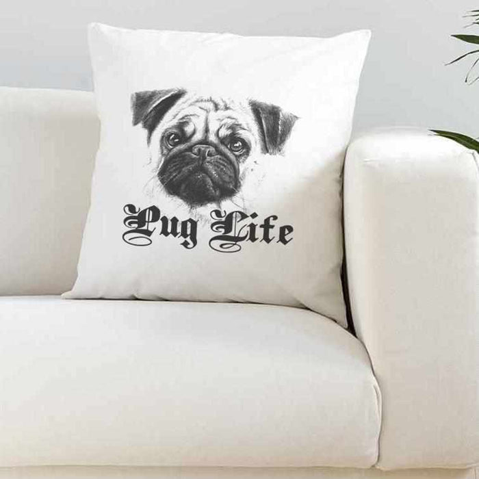 Pug Life Super Soft White Cushion Cover