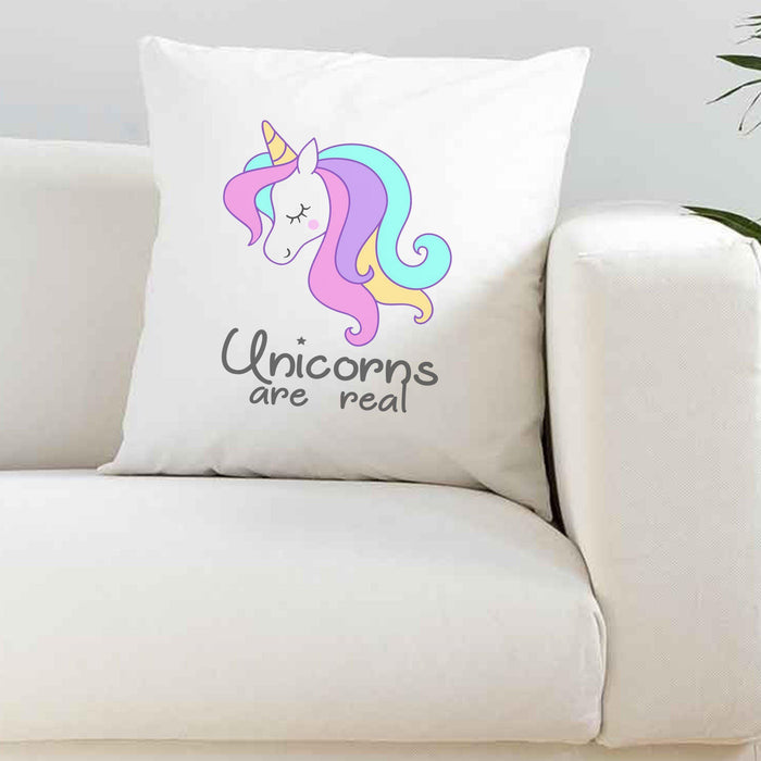 Unicorns Are Real Silky White Cushion Cover