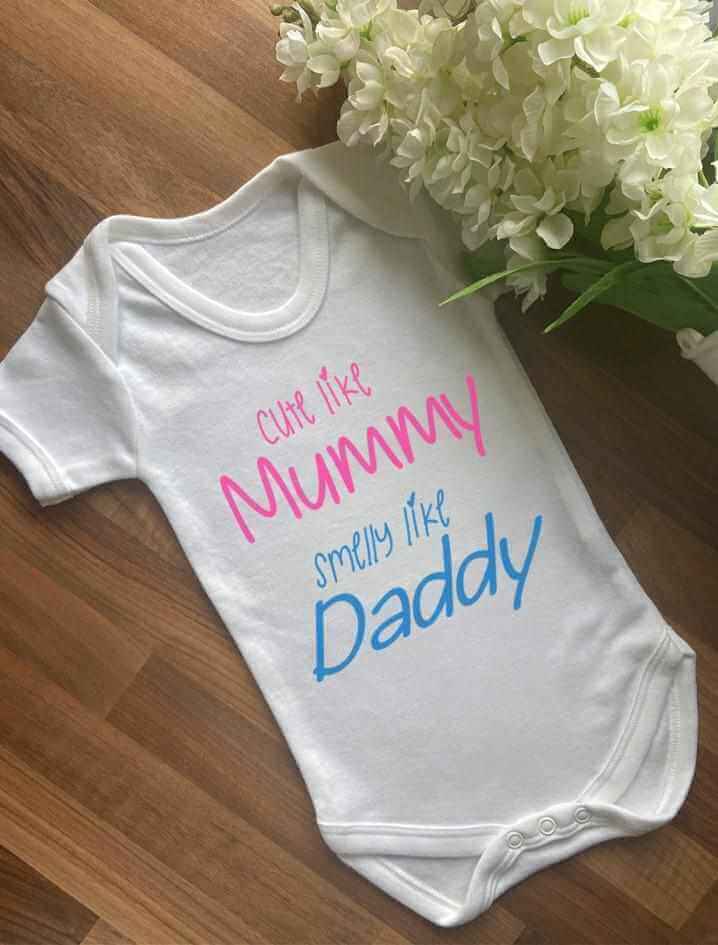 Cute Like Mummy Smelly Like Daddy Baby Vest - The Gifted Panda Main image