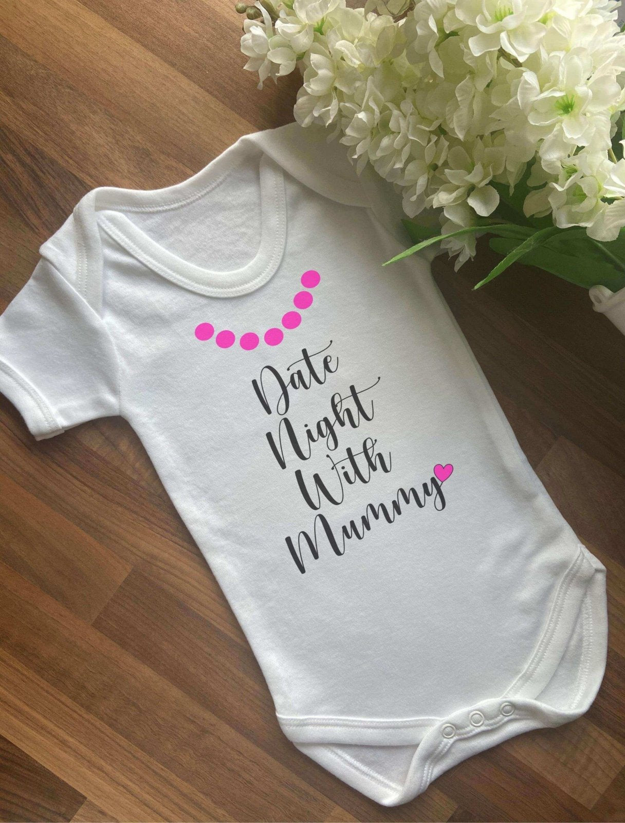 Date Night With Mummy Pearls Baby Vest - The Gifted Panda Main image