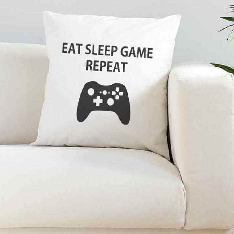 Eat Sleep Game Repeat Super Soft Cushion - The Gifted Panda Main image