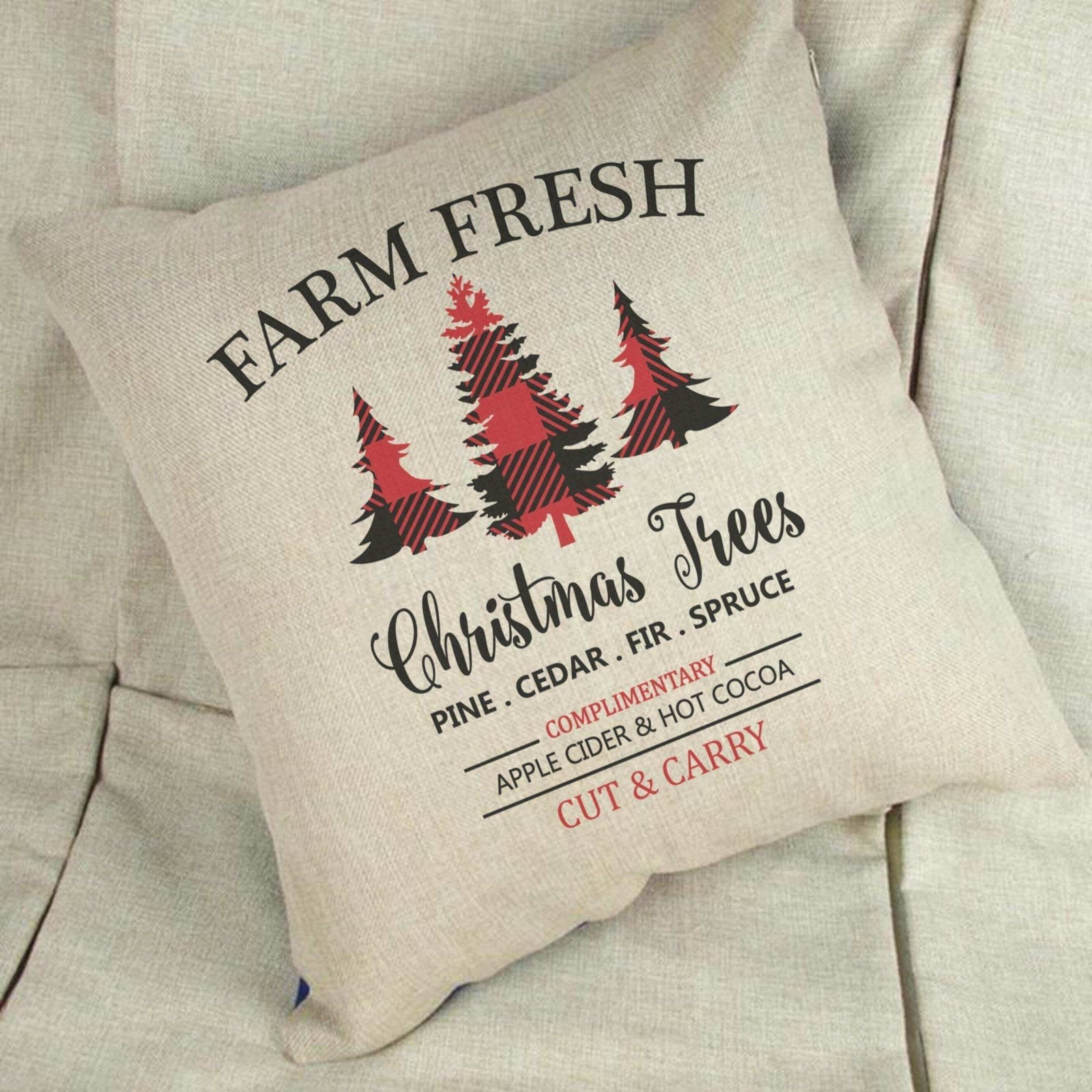 Farm Fresh Traditional Linen Cushion - The Gifted Panda Main image