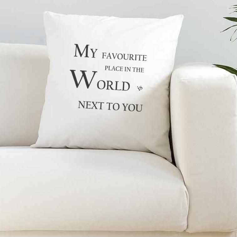 Favourite Place White Silk Cushion - The Gifted Panda Main image
