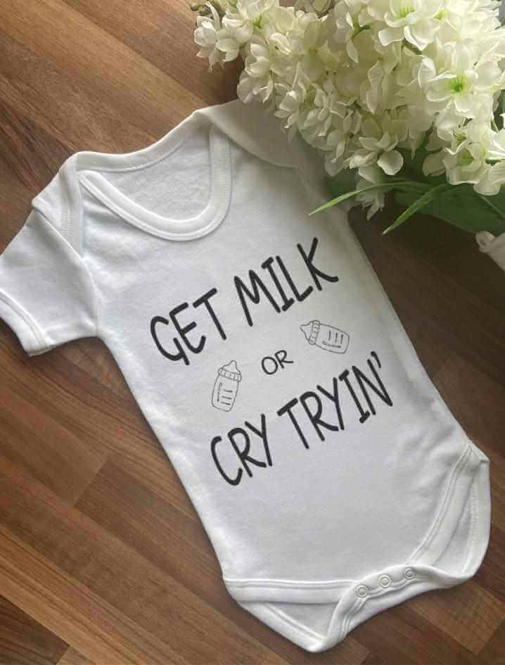 Get Milk Or Cry Tryin Baby Vest - The Gifted Panda Main image