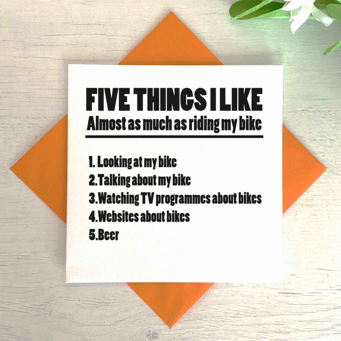 5 Things I Like More Than My Bike Greetings Card Greetings Card The Gifted Panda