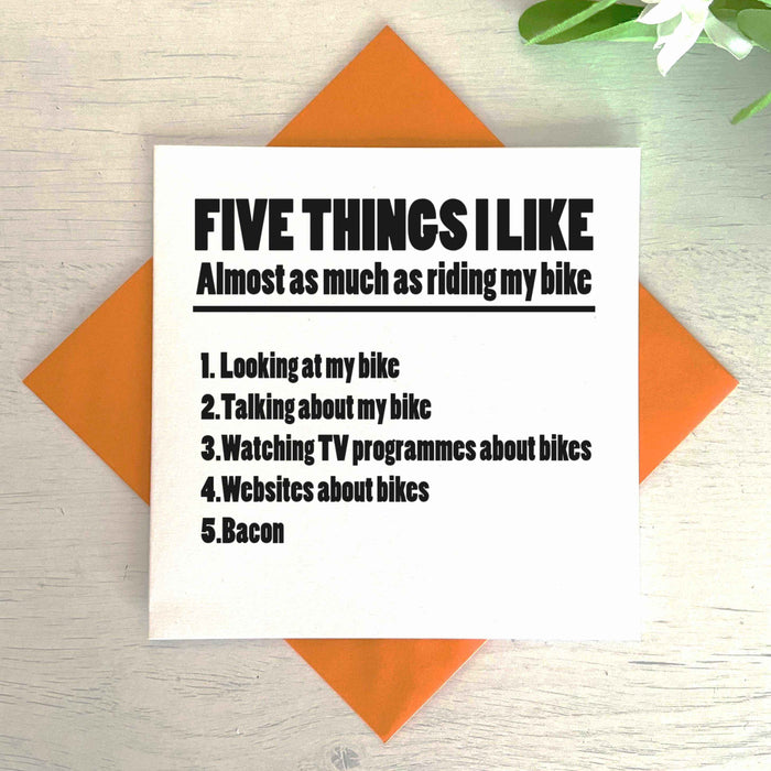 5 Things I Like More Than My Bike Greetings Card Greetings Card The Gifted Panda