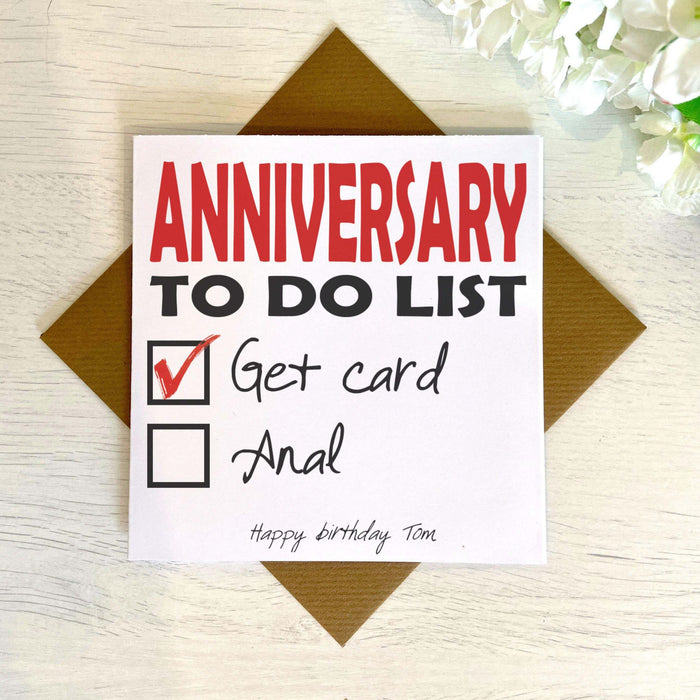 Anniversary To Do List Card