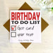 Birthday To Do List Card