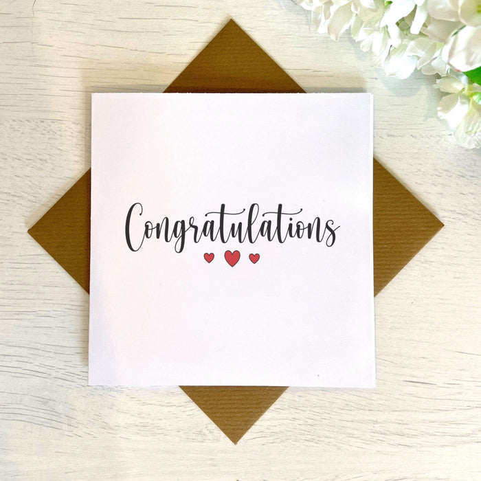 Congratulations Red Hearts Greetings Card