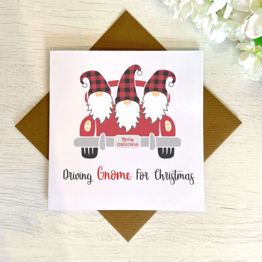 Driving Gnome For Chistmas - Greeting Card