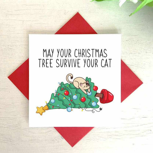 May Your Christmas Tree Survive The Cat Card Greetings Card The Gifted Panda