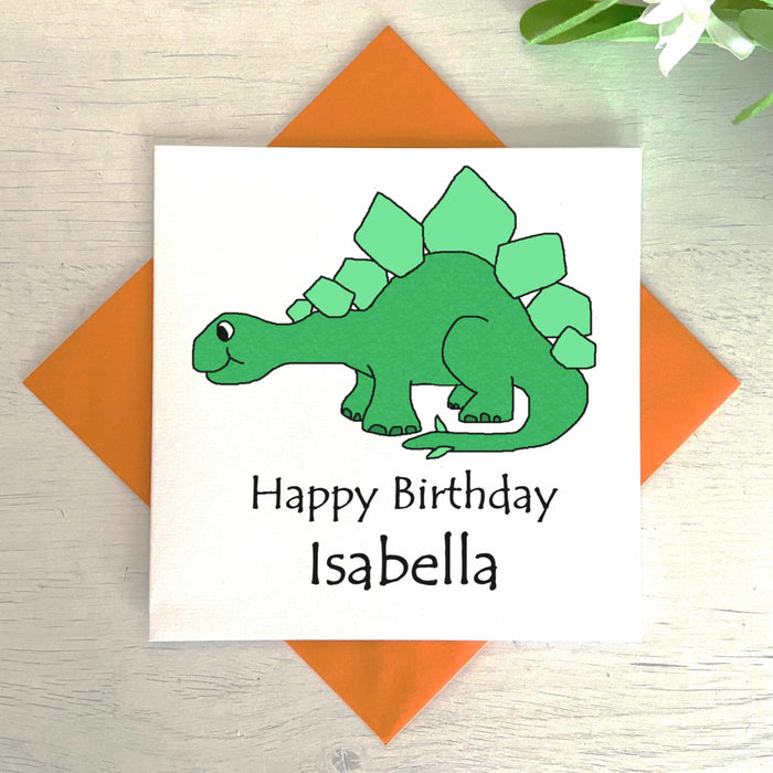 Personalised Green Stegosaurus Greetings Card Greetings Card The Gifted Panda