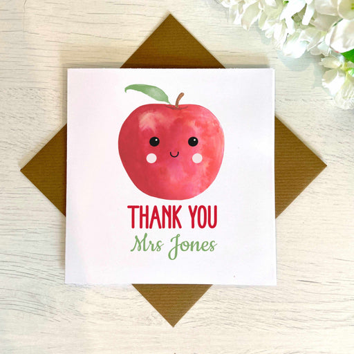 Personalised Thank You Teacher Apple Greeting Card Greetings Card The Gifted Panda
