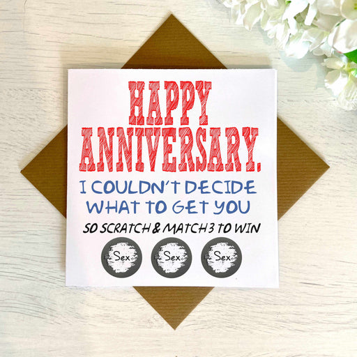 Scratch & Match 3 To Win - Anniversary Card Greetings Card The Gifted Panda