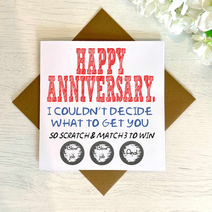 Scratch & Match 3 To Win - Anniversary Card Greetings Card The Gifted Panda