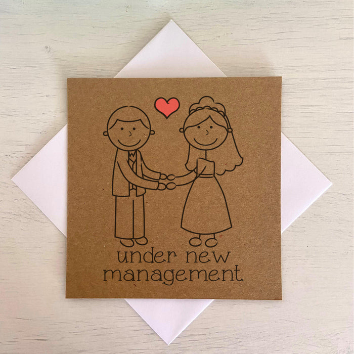 Under New Management - Kraft Wedding Card